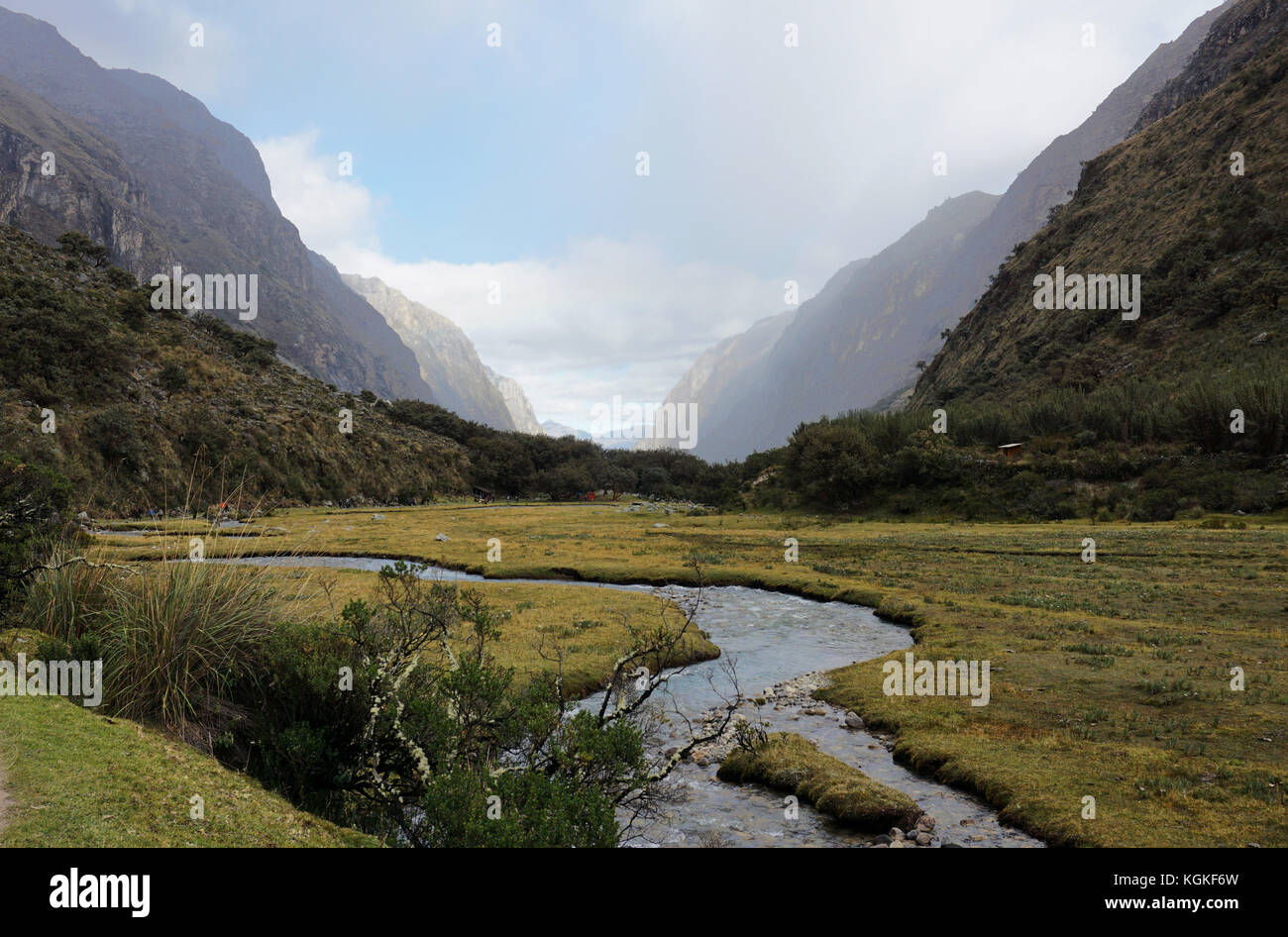 Breathtaking Landscapes of the Huascaran National Park located in the area of Yungay in Peru. Stock Photo