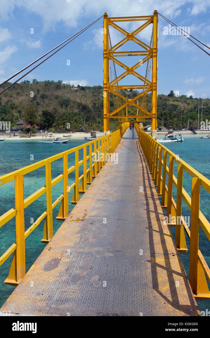 Yellow Bridge from Nusa Lembongan to Nusa Ceningan, Bali, Indonesia Stock Photo