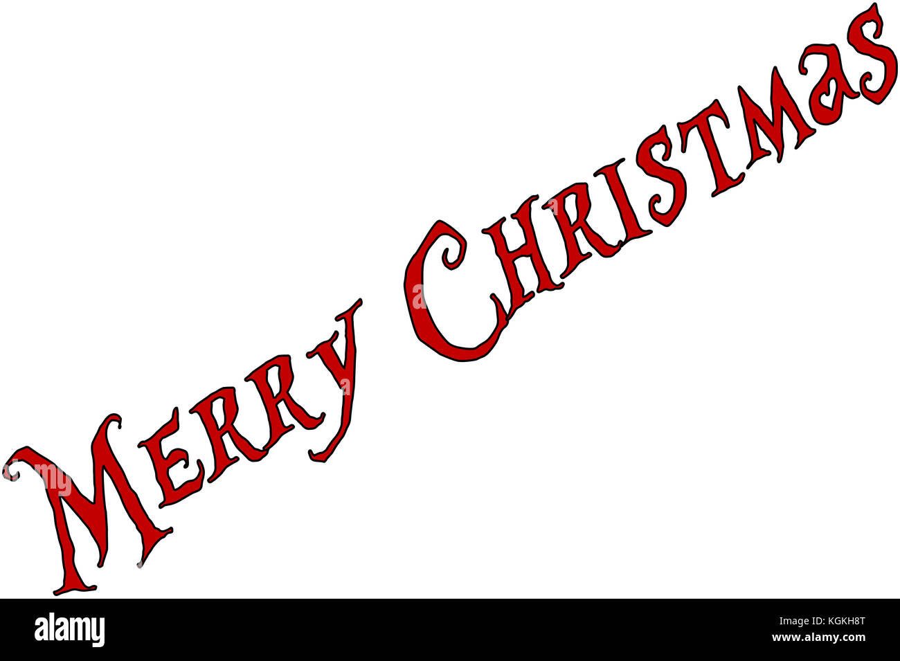 Merry Christmas text sign illustration writen in English on a white  Background Stock Photo