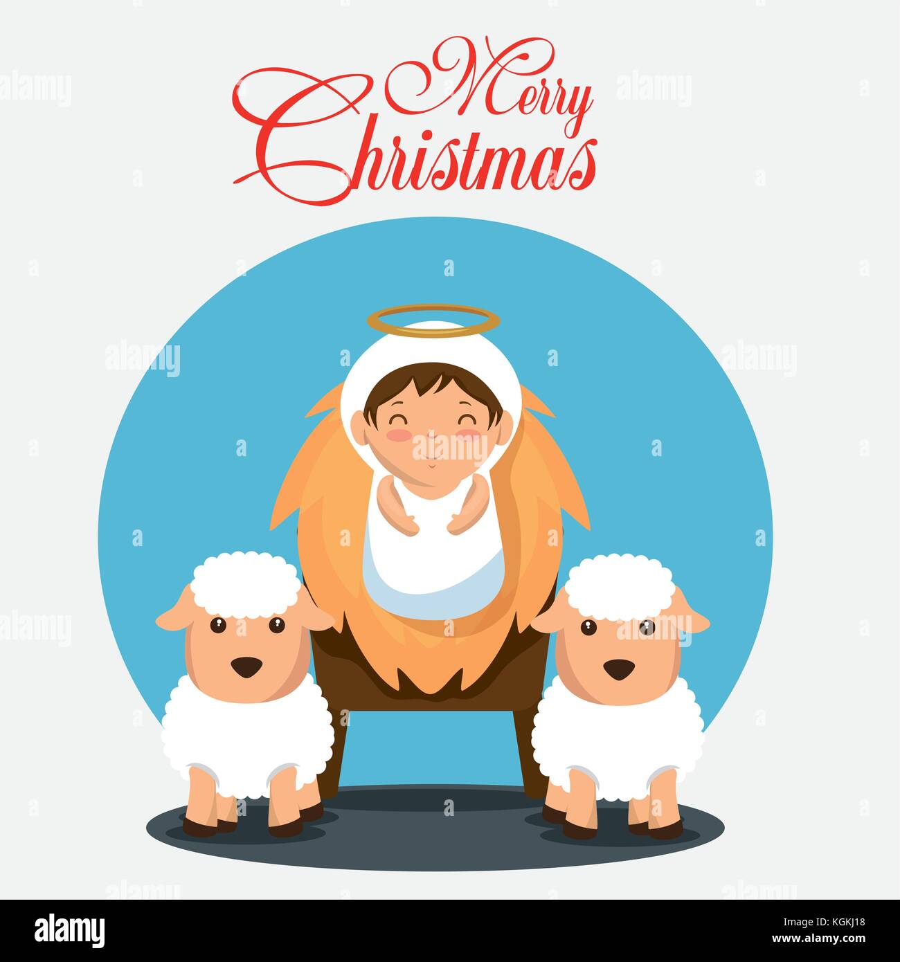 merry christmas nativity scene with holy family vector illustration ...