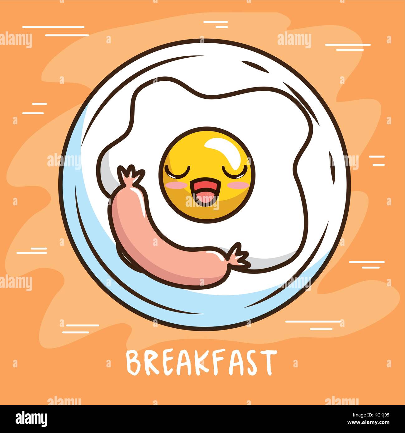 cute kawaii breakfast food cartoon vector illustration graphic design ...