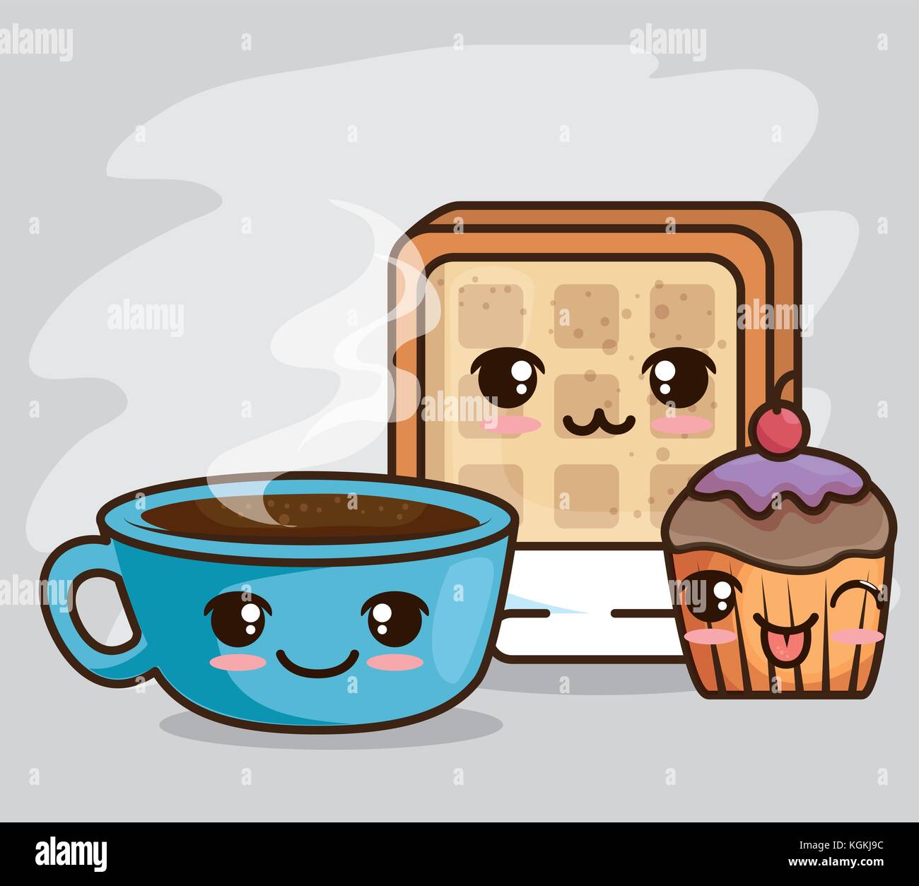 cute kawaii breakfast food cartoon vector illustration graphic design ...