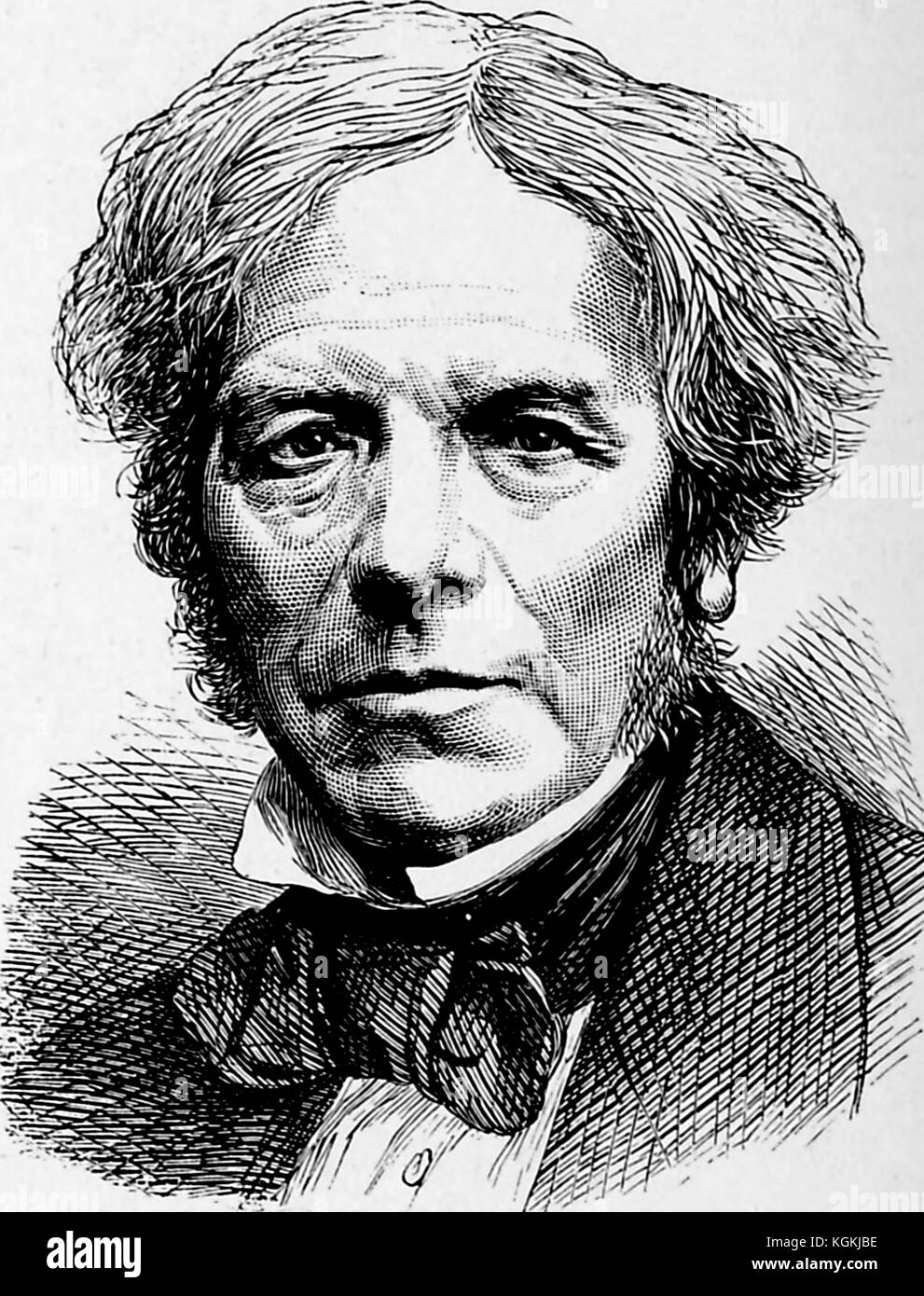 Engraved headshot portrait of the scientist Michael Faraday, 1916. Courtesy Internet Archive. Stock Photo