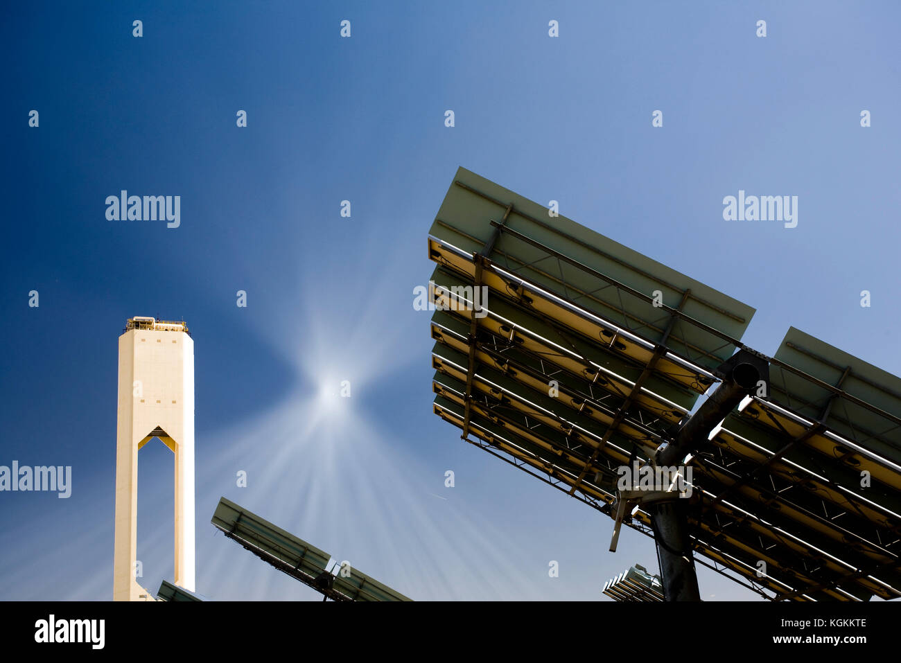 Tower of a solar plant, Seville, Spain Stock Photo