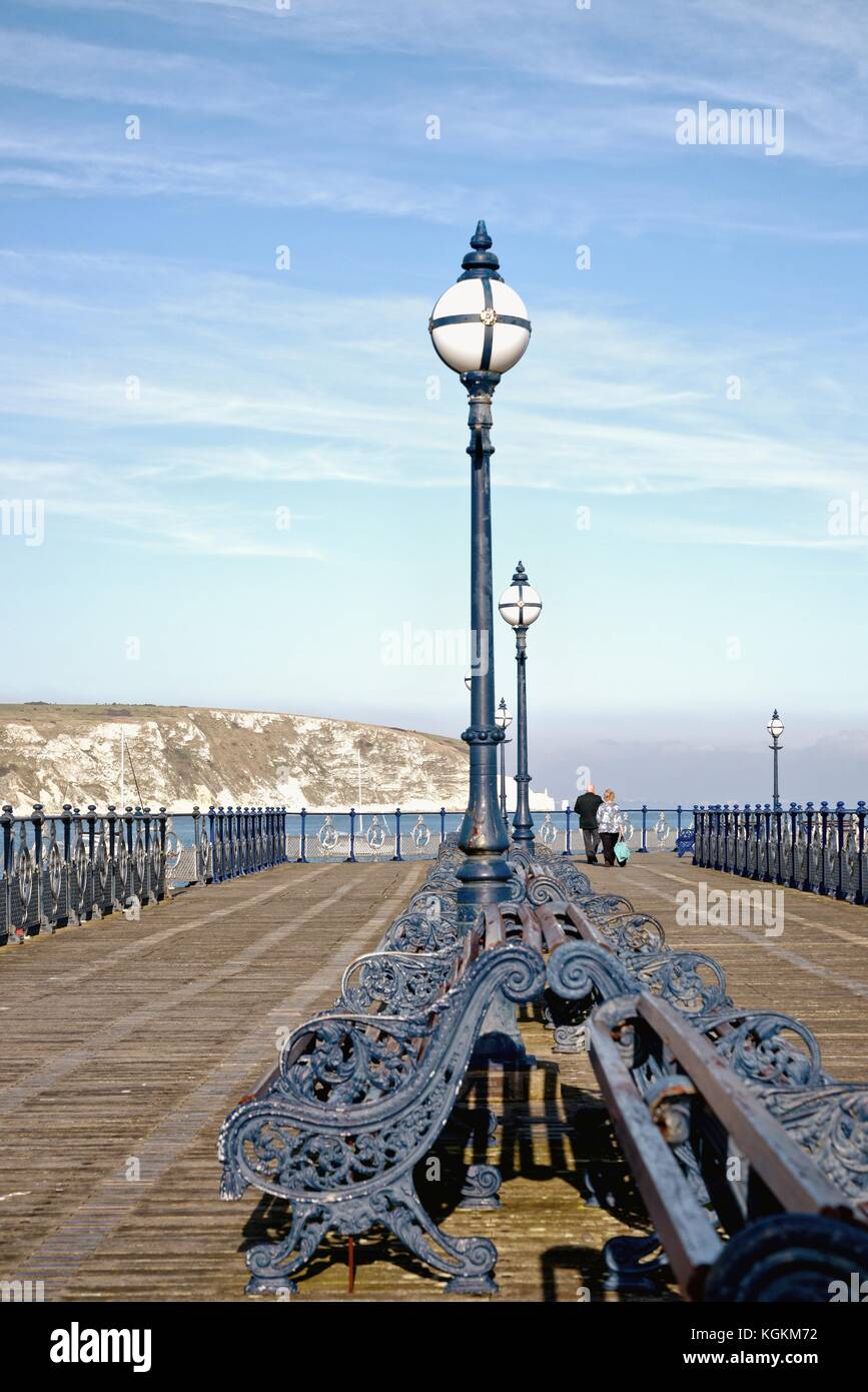 Swanage pier and bay, Swanage Isle of Purbeck Dorset UK Stock Photo