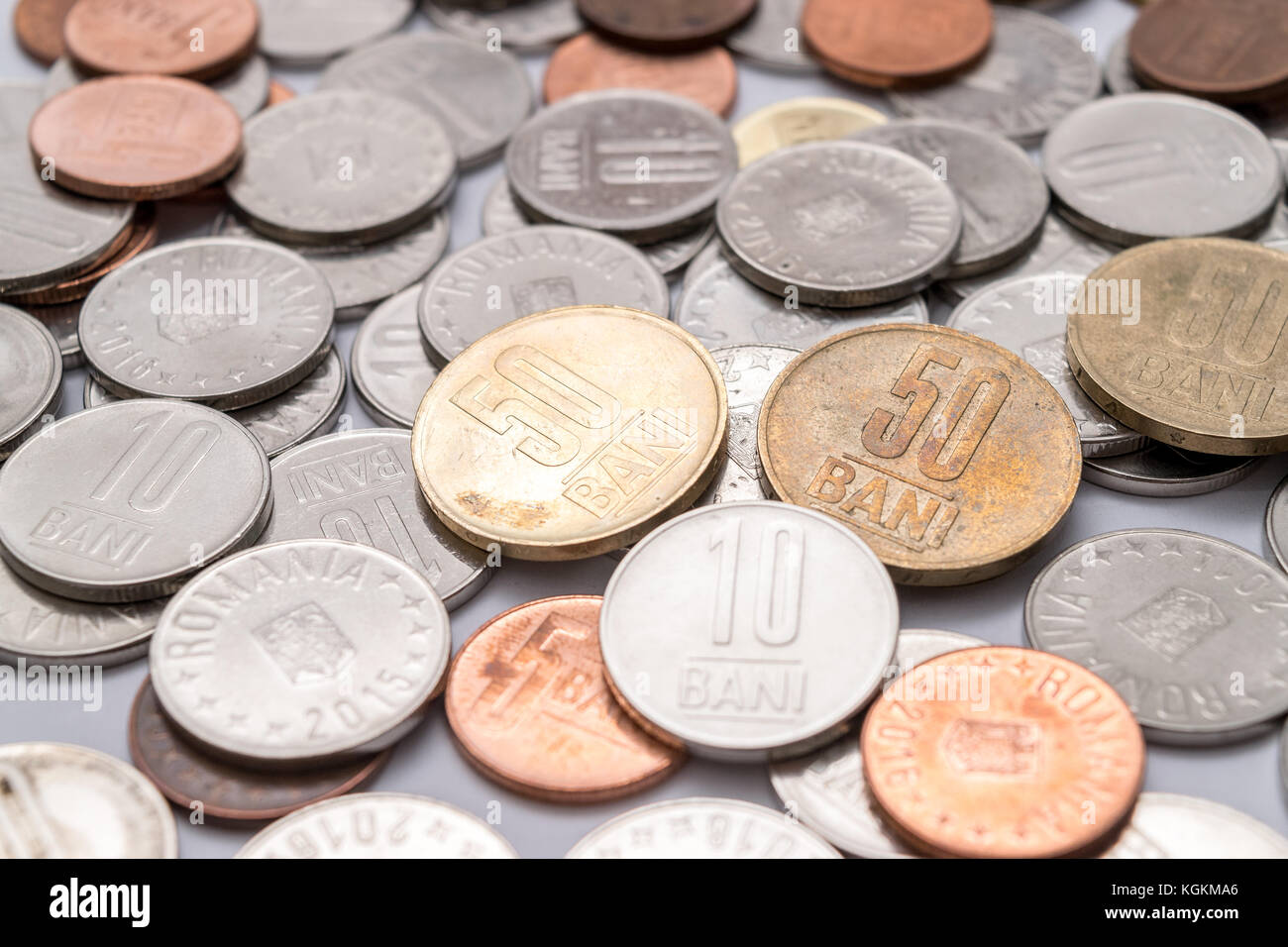 Romanian coins (Romanian currency Stock Photo Alamy
