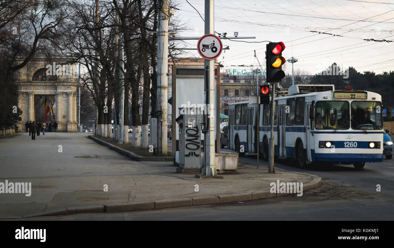 Chisinau, Republic of Moldova. Boulevard Stefan the Great, May 2016 Stock Photo