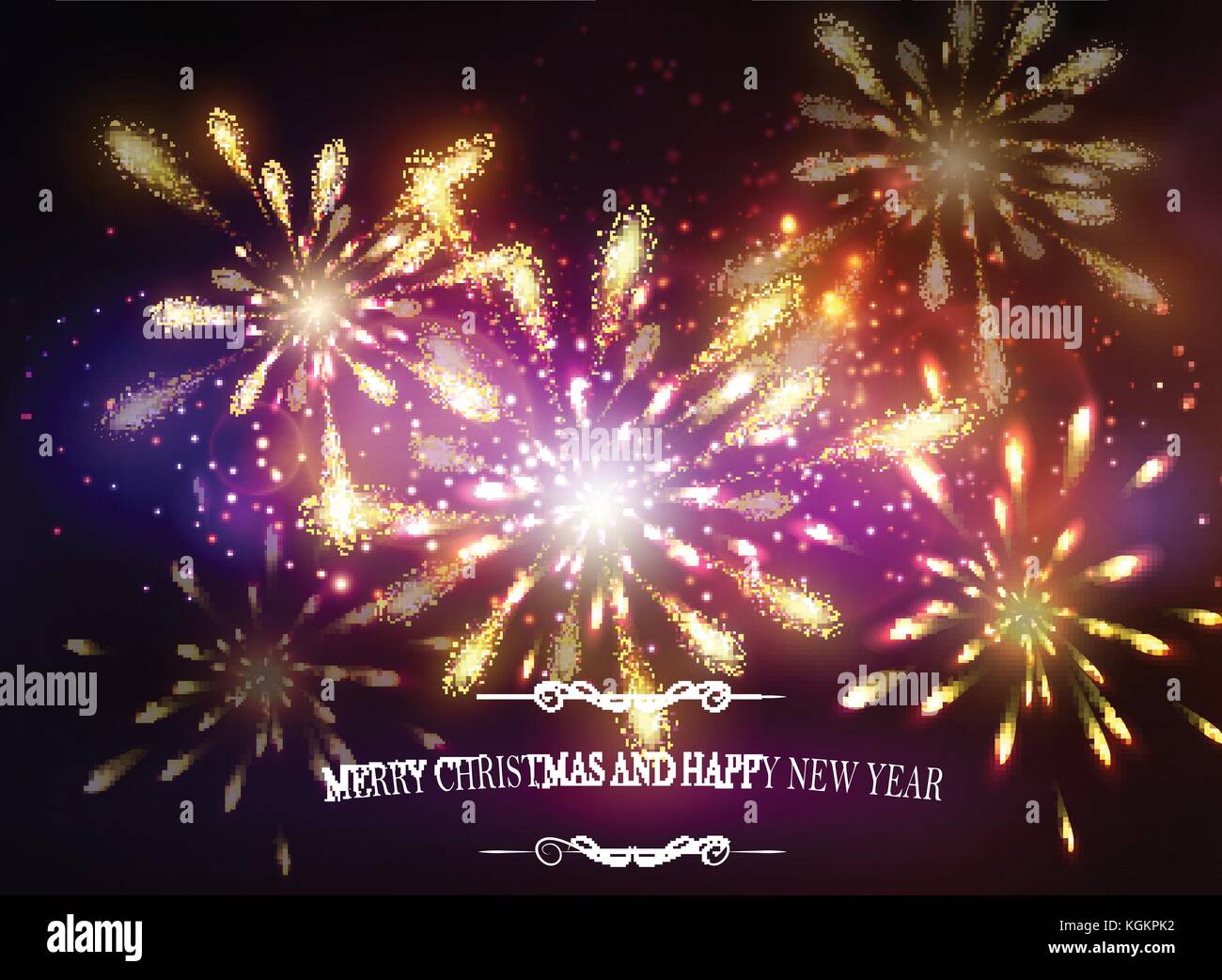 Merry christmas lettering fireworks Stock Vector Images - Alamy