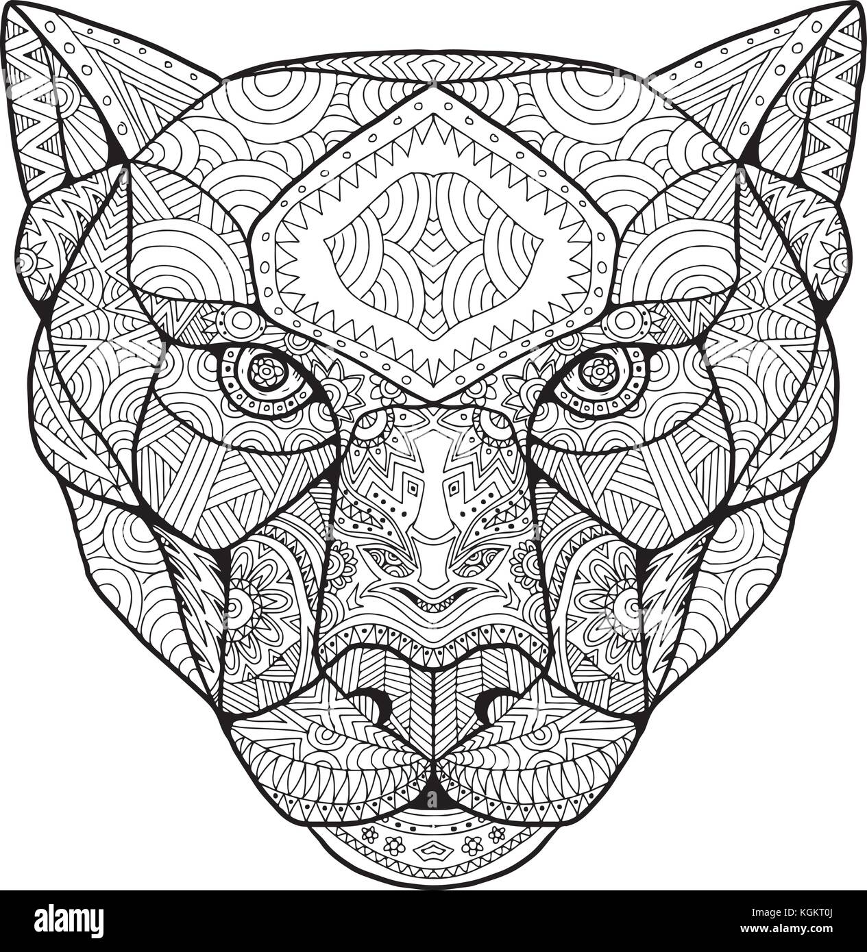 Zentagle inspired and tangled mandala illustration of head of a black  panther viewed from front on isolated background Stock Vector Image & Art -  Alamy