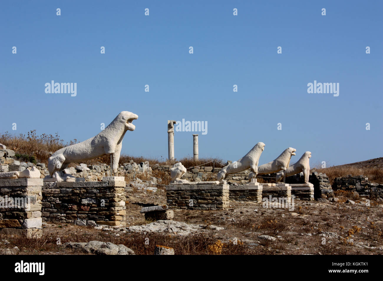 The Naxian Lions on Delos, Cyclades, Greece Stock Photo - Alamy