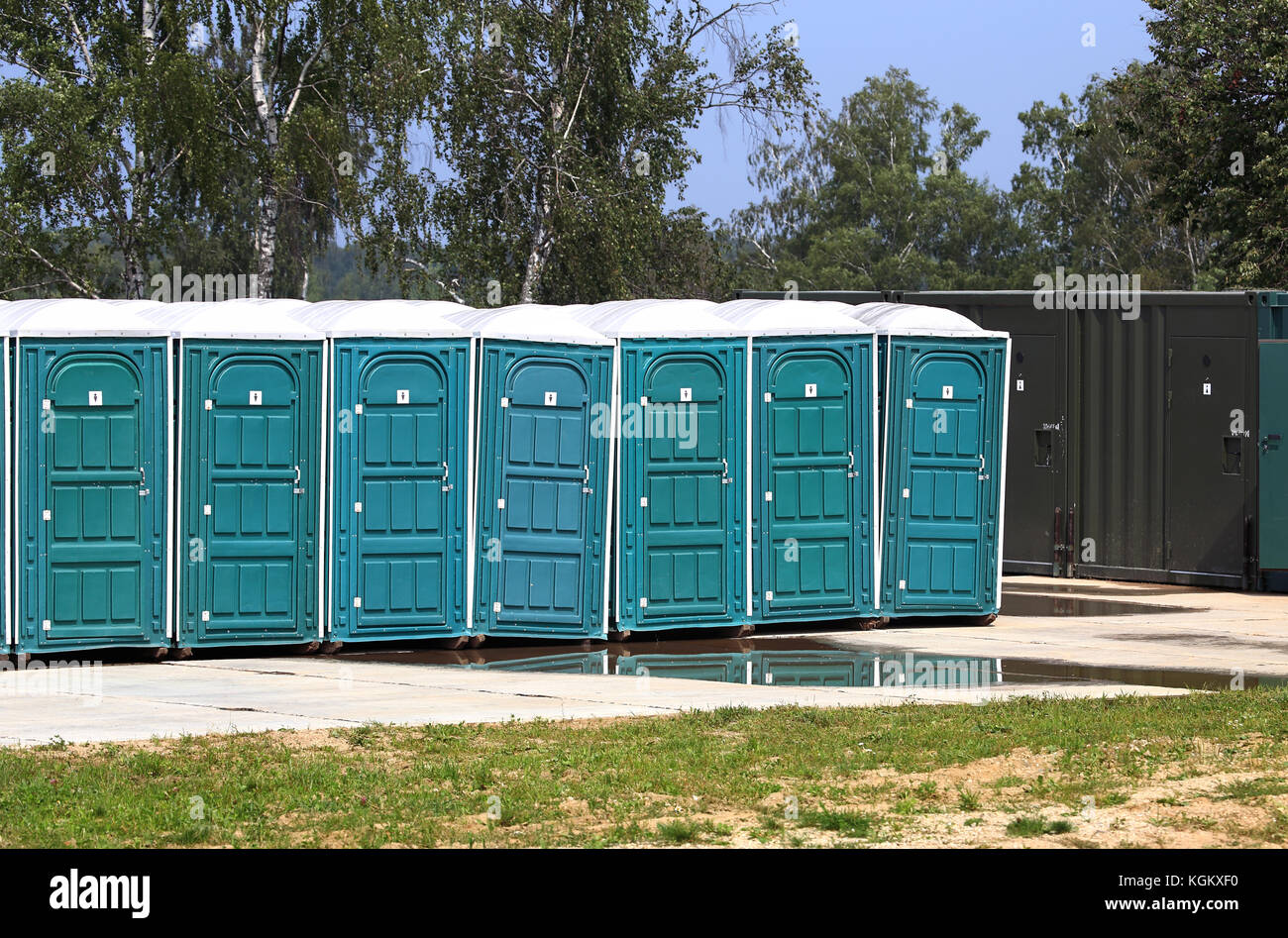 Outdoor mobile autonomous toilets made of plastic Stock Photo Alamy