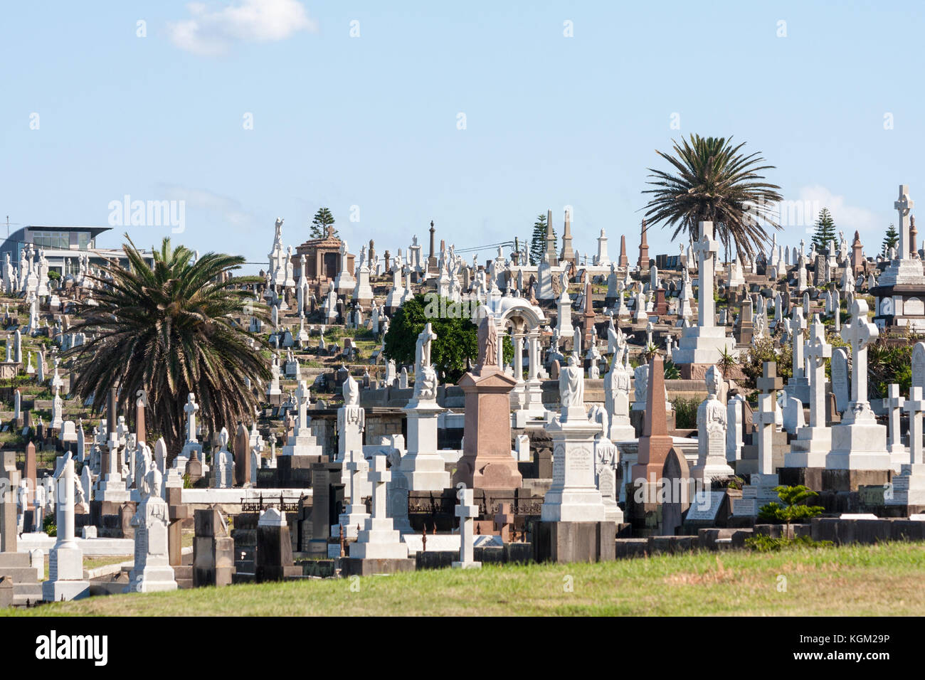 Graves in Waverley cemetery, Bronte, Sydney, NSW, New South Wales, Australia Stock Photo