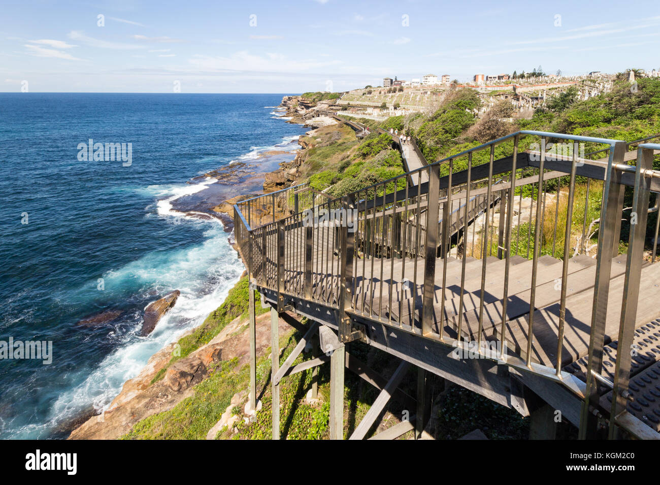The Coogee to Bondi coastal path near Waverley cemetery, Sydney, New South Wales, Australia Stock Photo