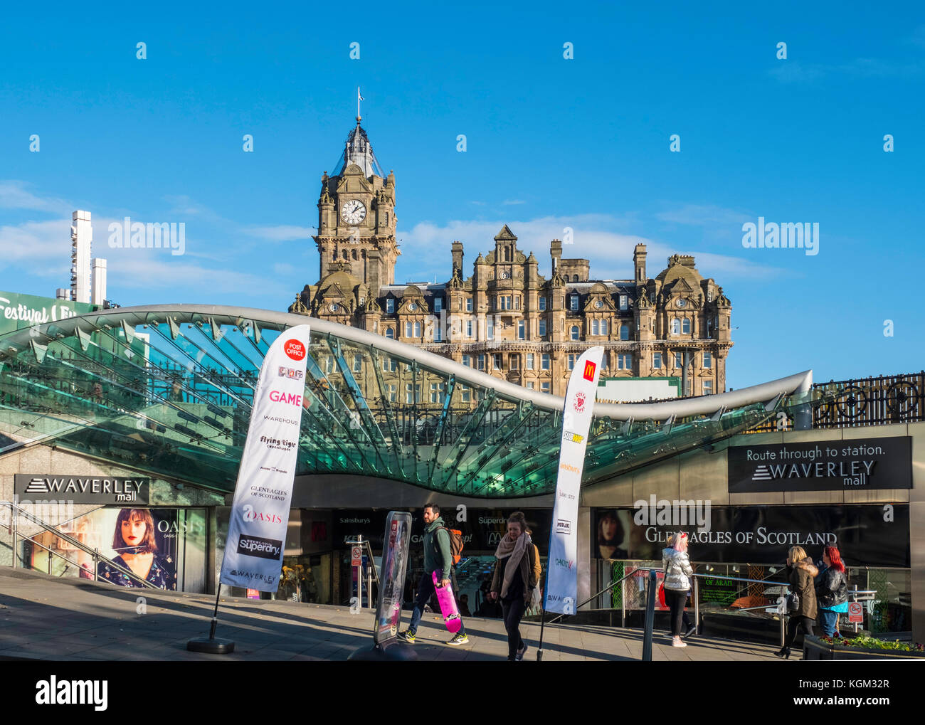 View of modern Waverley Mall off Princes Street in Edinburgh, Scotland, United Kingdom. Stock Photo