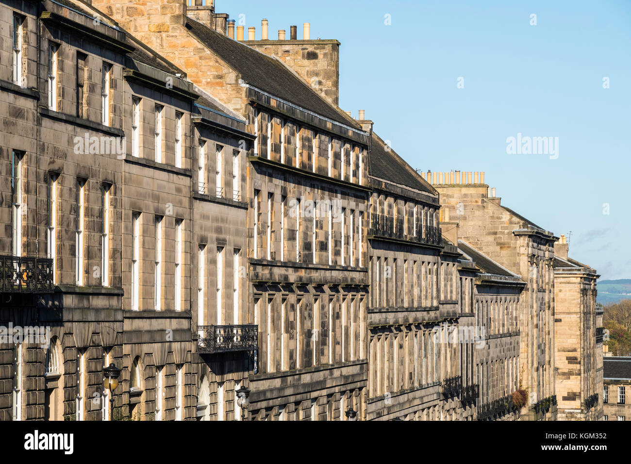 Row of Georgian terraced townhouses  in Edinburgh New Town,  Scotland, United Kingdom. Stock Photo