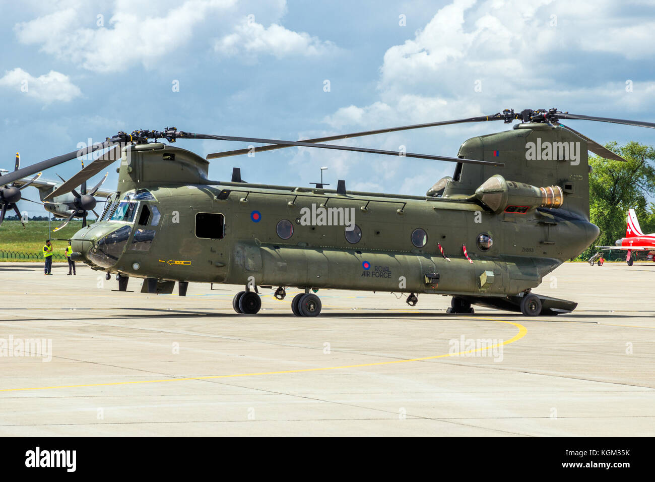 BERLIN - JUN 2, 2016: British Royal Air Force Boeing CH-47 Chinook transport helicopter at the Berlin ILA Airshow. Stock Photo