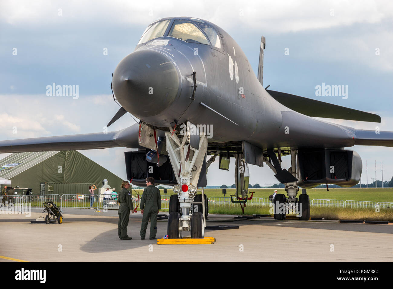BERLIN, GERMANY - JUNE 2, 2016: US Air Force strategic bomber B-1B Lancer on display at the Exhibition ILA Berlin Air Show 2016 Stock Photo