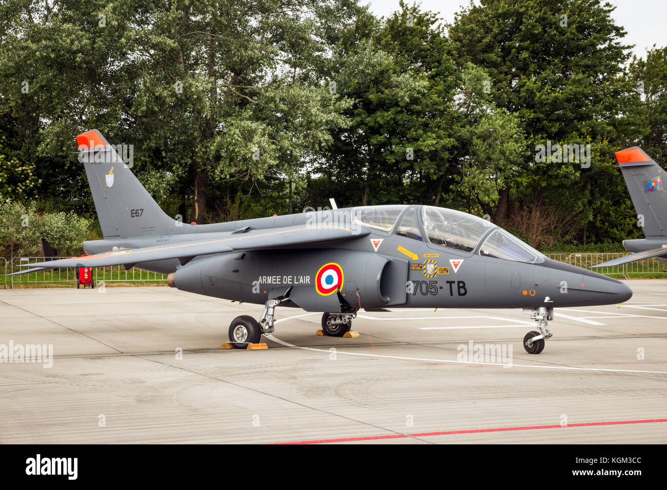LEEUWARDEN, THE NETHERLANDS - JUN 10, 2016: French Air Force Dassault-Dornier Alpha Jet trainer plane on the tarmac of Leeuwarden airbase. Stock Photo