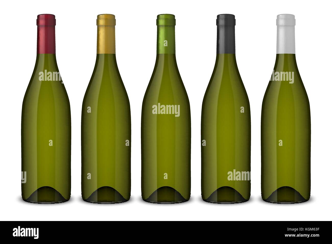 Download 5 Realistic Vector Green Wine Bottles Without Labels Isolated On Stock Vector Image Art Alamy