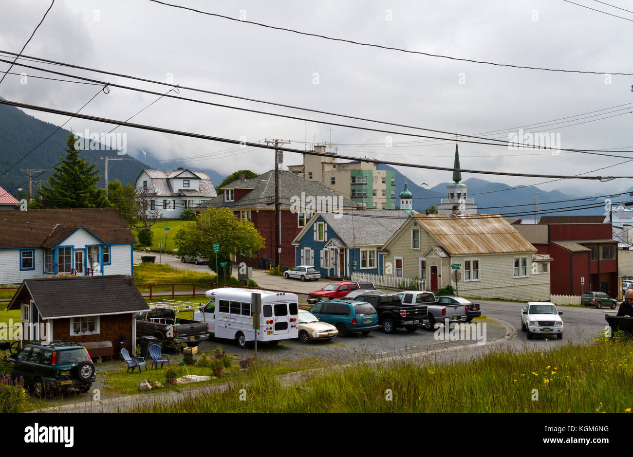 Elevated view of a residential district in Sitka, Alaska Stock Photo