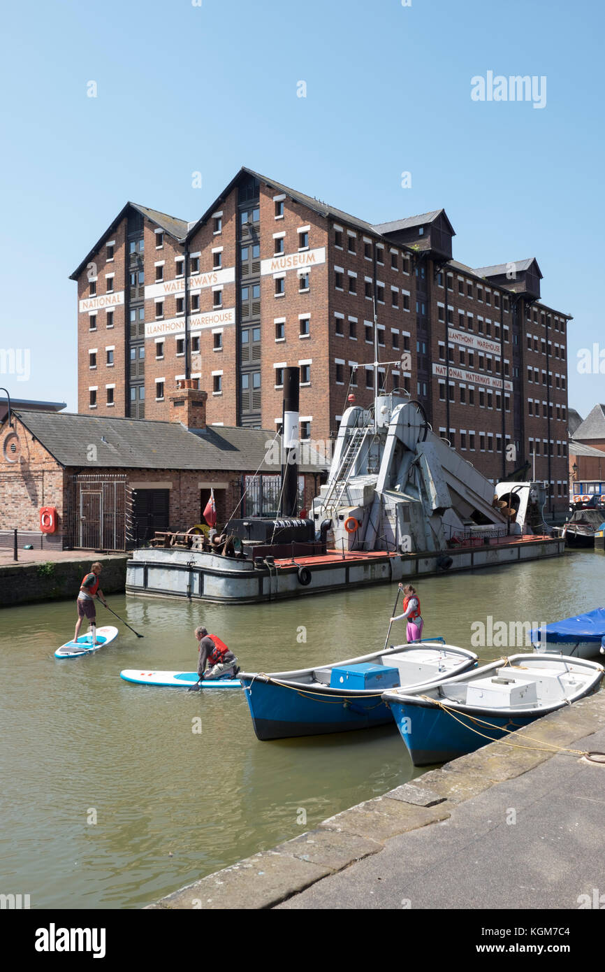 Paddleboarding in the Barge Arm at Gloucester Docks Stock Photo Alamy