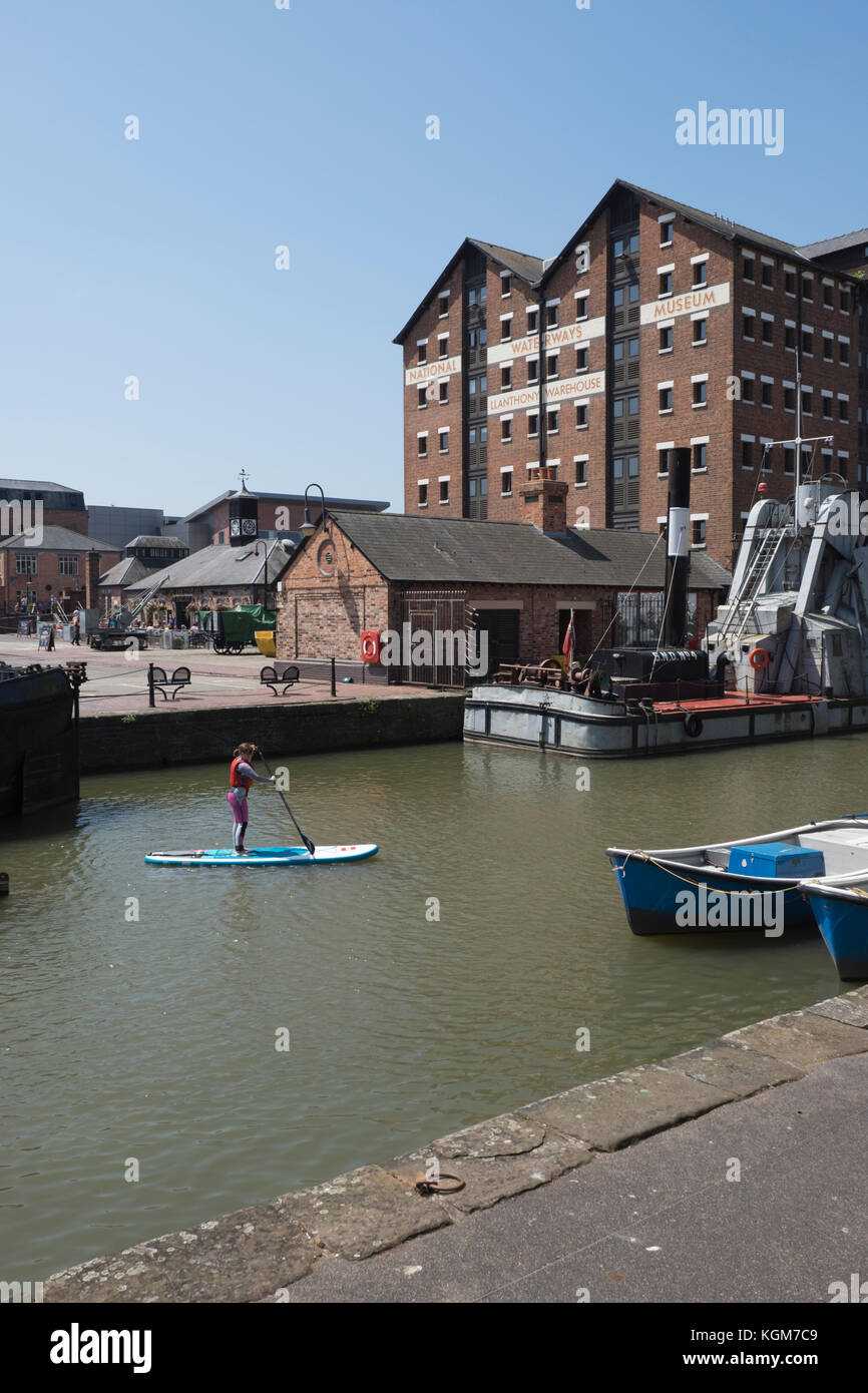 Paddleboarding in the Barge Arm at Gloucester Docks Stock Photo Alamy