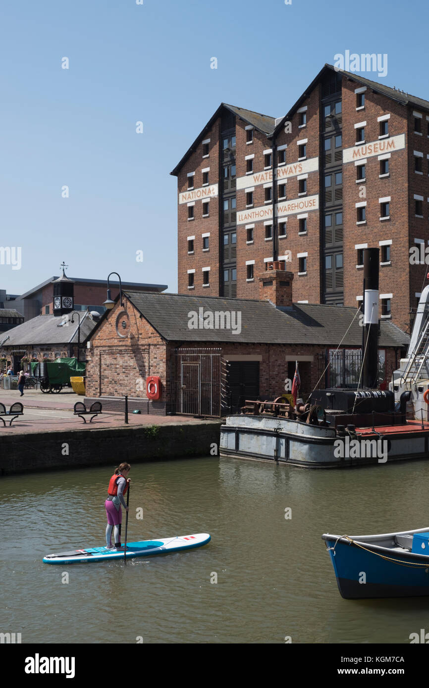 Paddleboarding in the Barge Arm at Gloucester Docks Stock Photo Alamy
