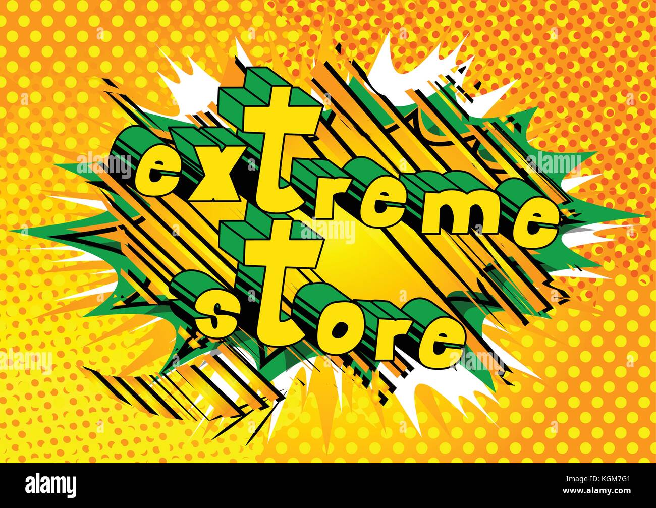 Extreme Store - Comic book style word on abstract background Stock ...