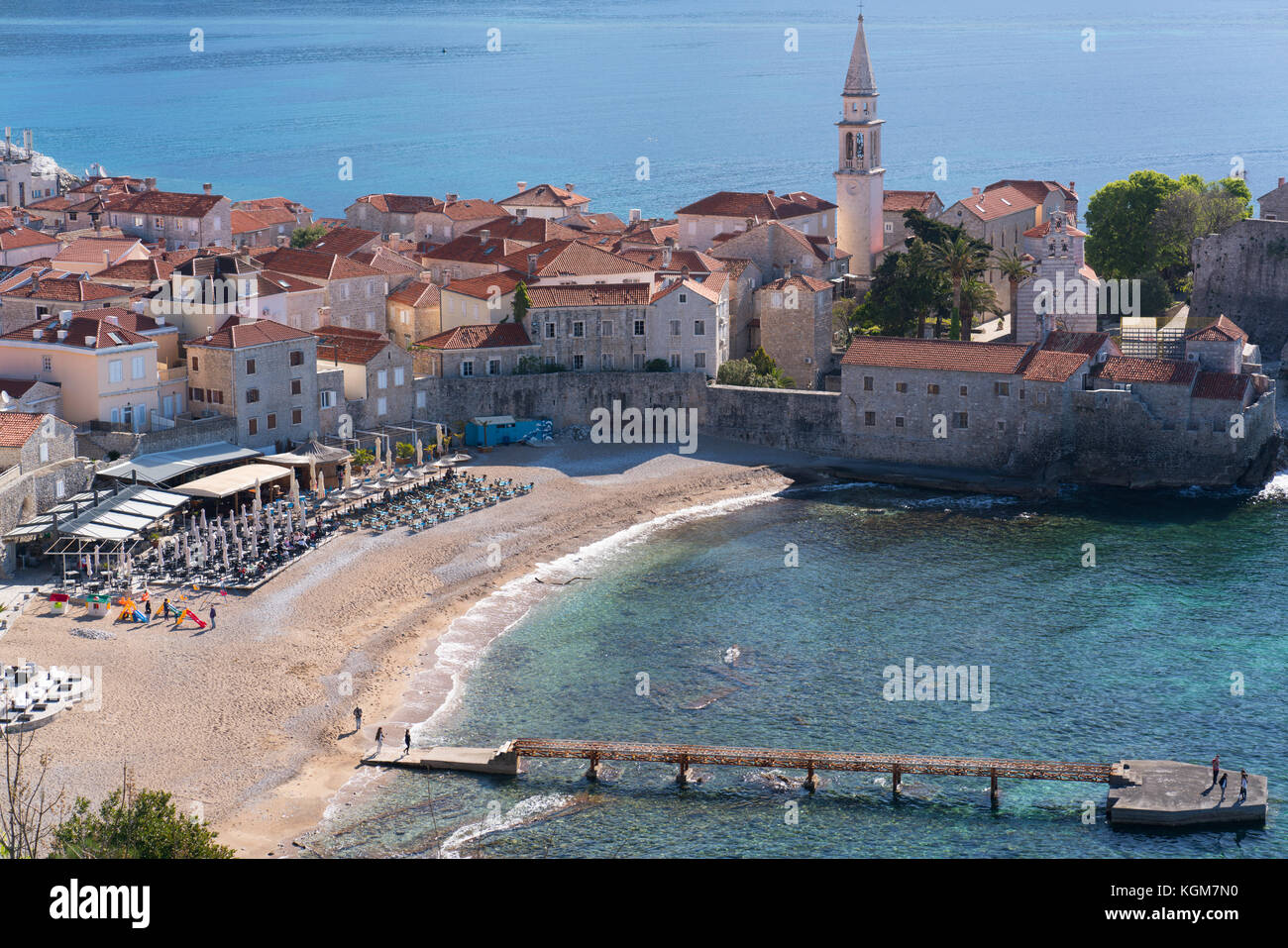 view to the Old Town of Budva Stock Photo