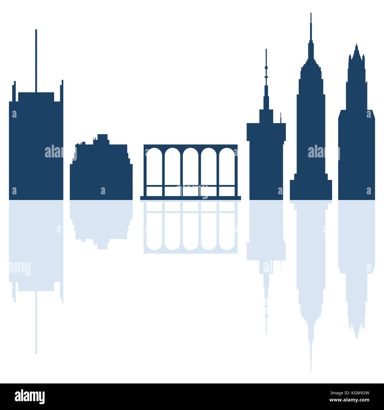 Silhouettes of modern buildings in the USA.Tall buildings and ...