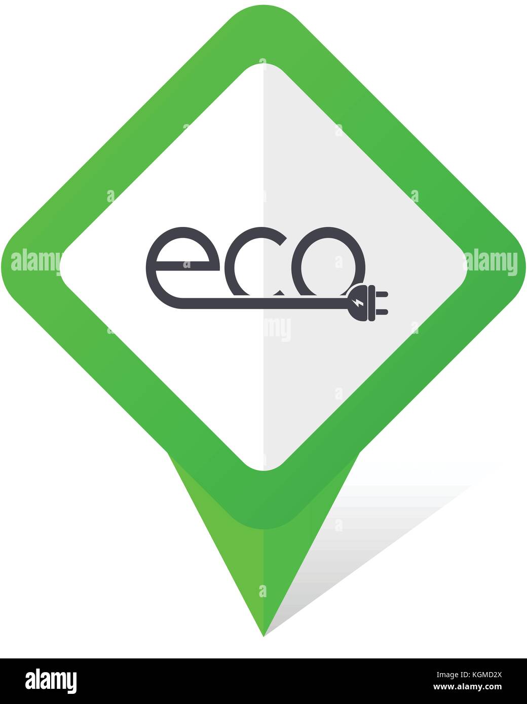 Eco electric plug green square pointer web and mobile phone vector icon ...