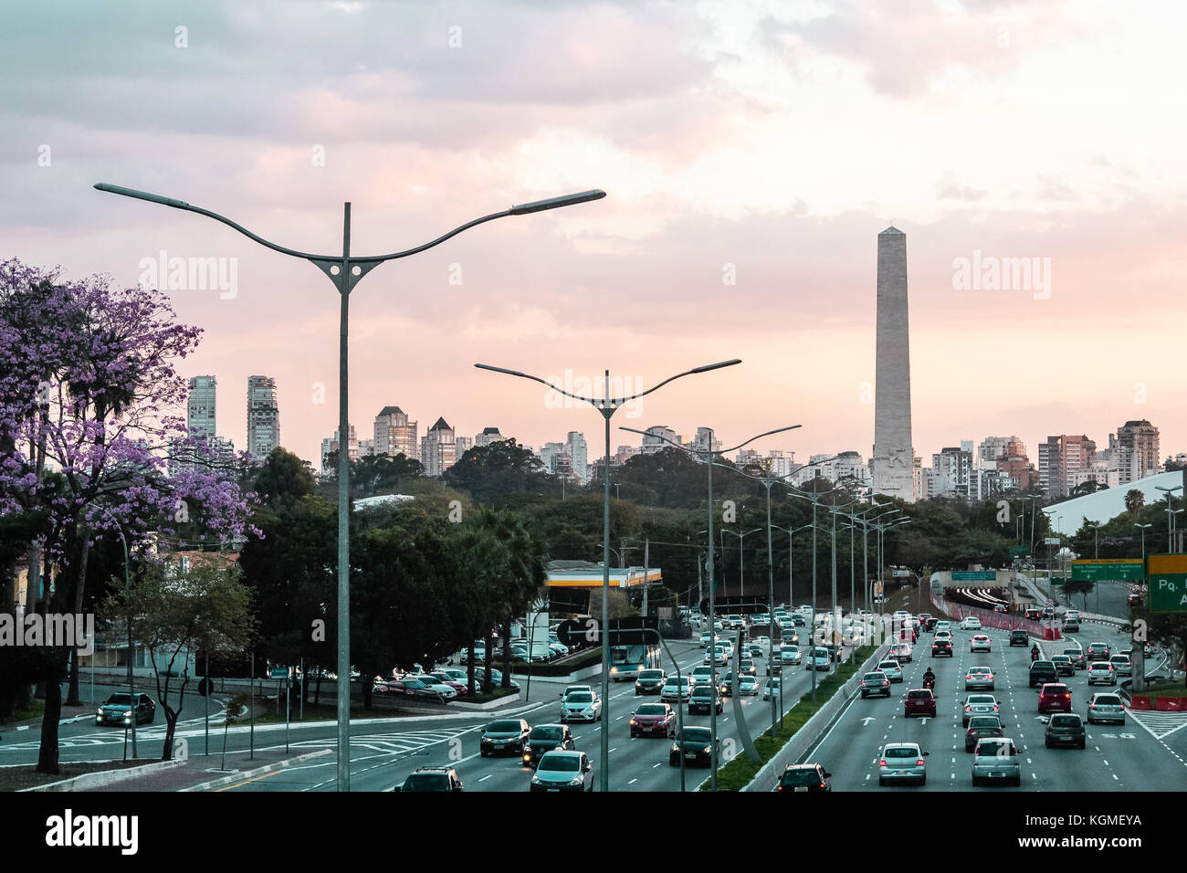 Photo of Traffic at Avenue 23th of May (Avenida 23 de Maio) in San Paulo (Sao Paulo), Brazil (Brasil) Stock Photo