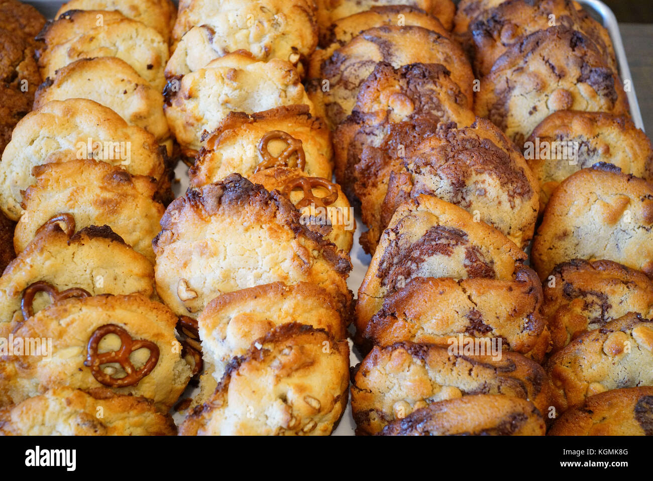 Various cookies in pastry shop window Stock Photo