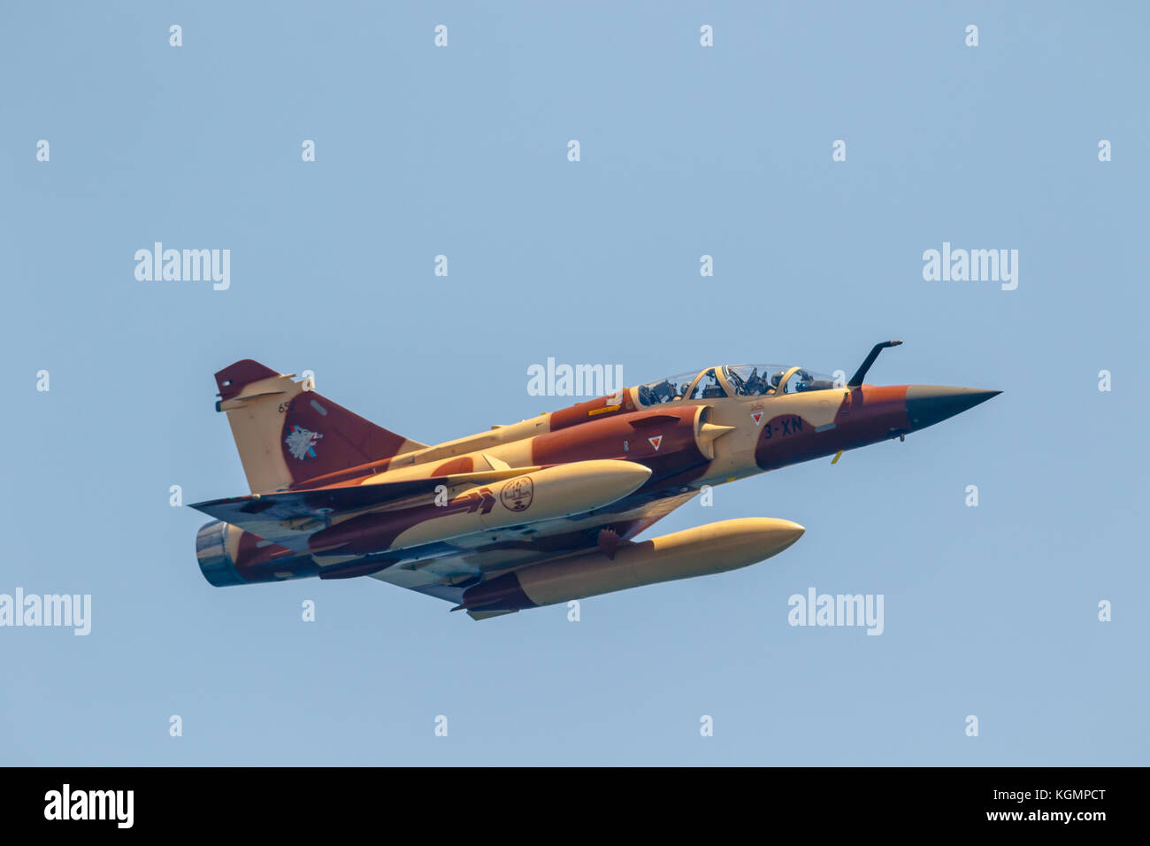TORRE DEL MAR, MALAGA, SPAIN-JUL 28: Aircraft Mirage 2000 of the Couteau Delta Tactical Display  taking part in a exhibition on the 2nd airshow of Tor Stock Photo
