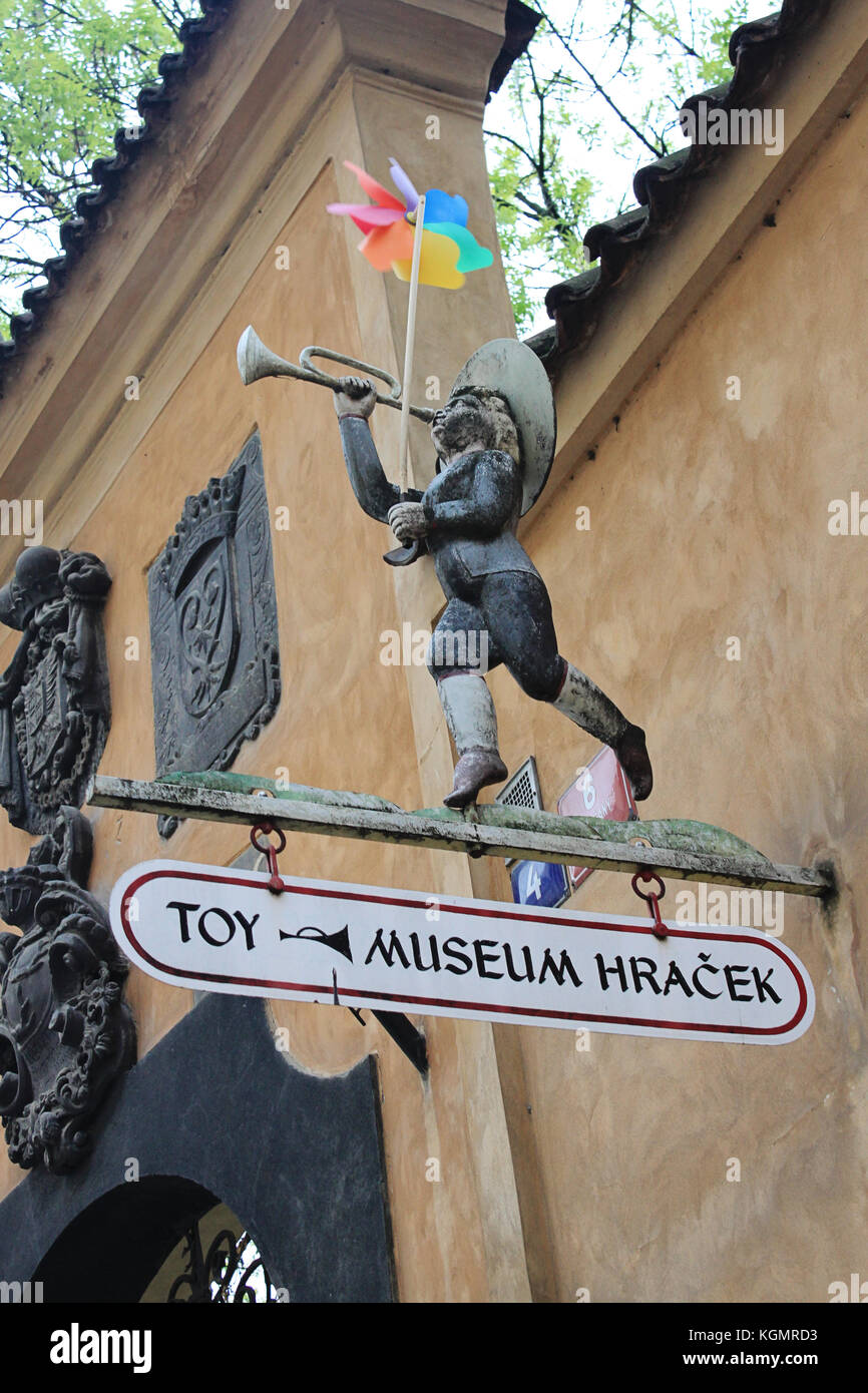 Toy museum sign in Prague old town, Czech Republic, 2. may 2011 Stock Photo