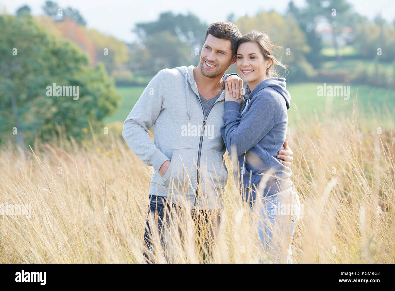 Joyful couple enjoying autumn hi-res stock photography and images - Alamy