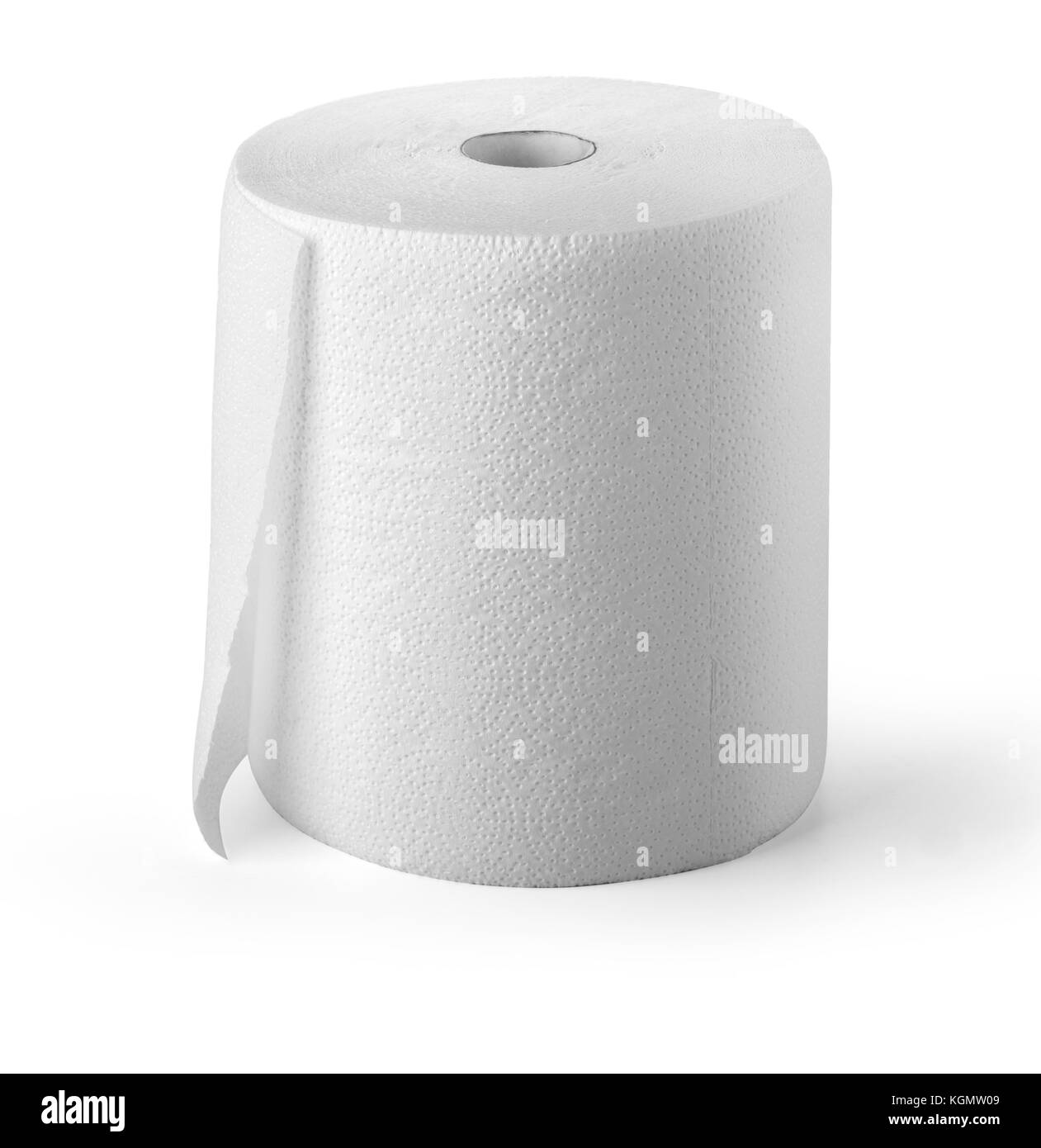 Simple toilet paper on white background with clipping path Stock Photo