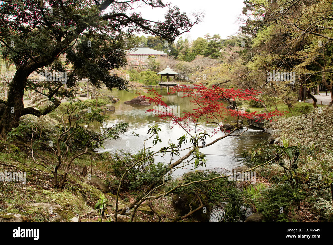 Narita San Temple, garden with lake Stock Photo