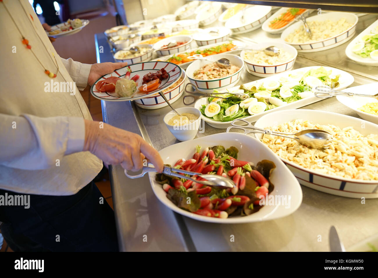 Closeup of delicatessen food set on restaurant buffet Stock Photo