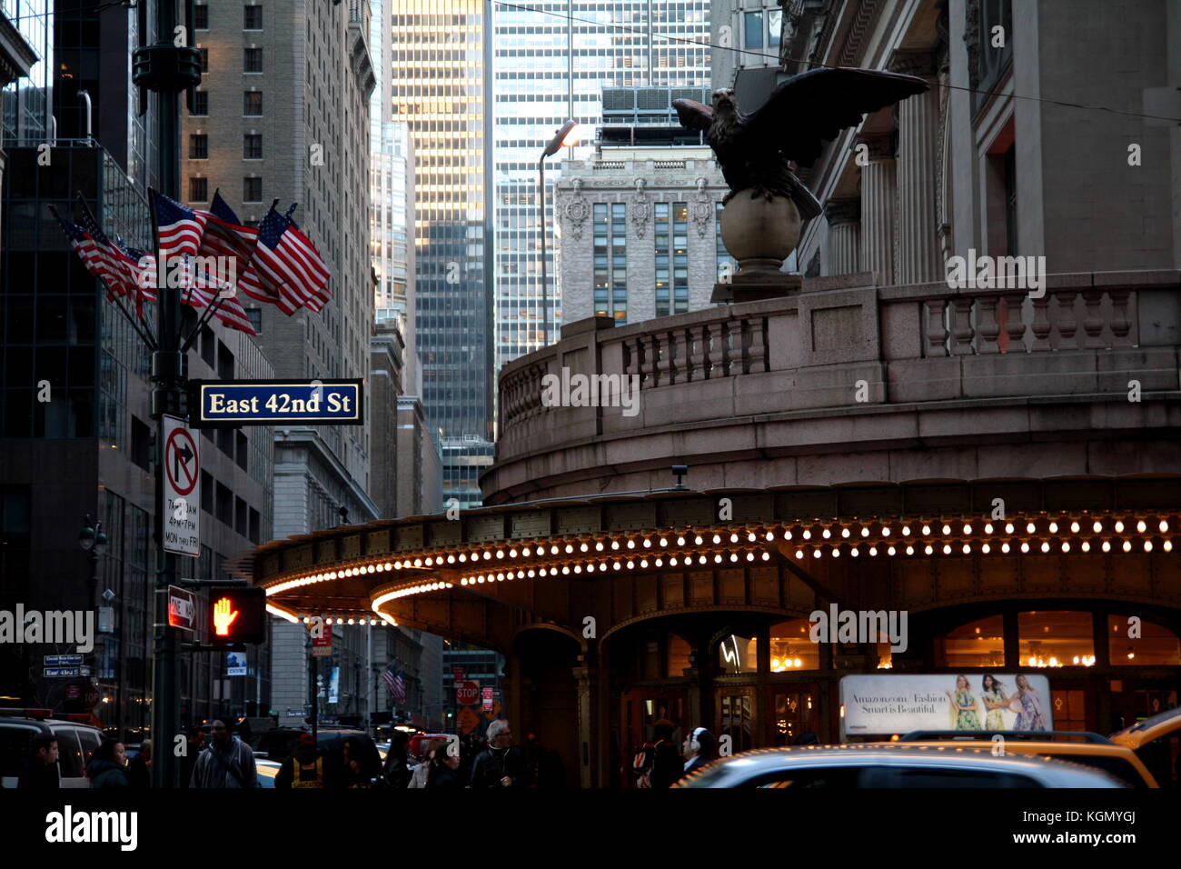 The main entrance of Grand Central Station with the eagle statue, New york City. Stock Photo