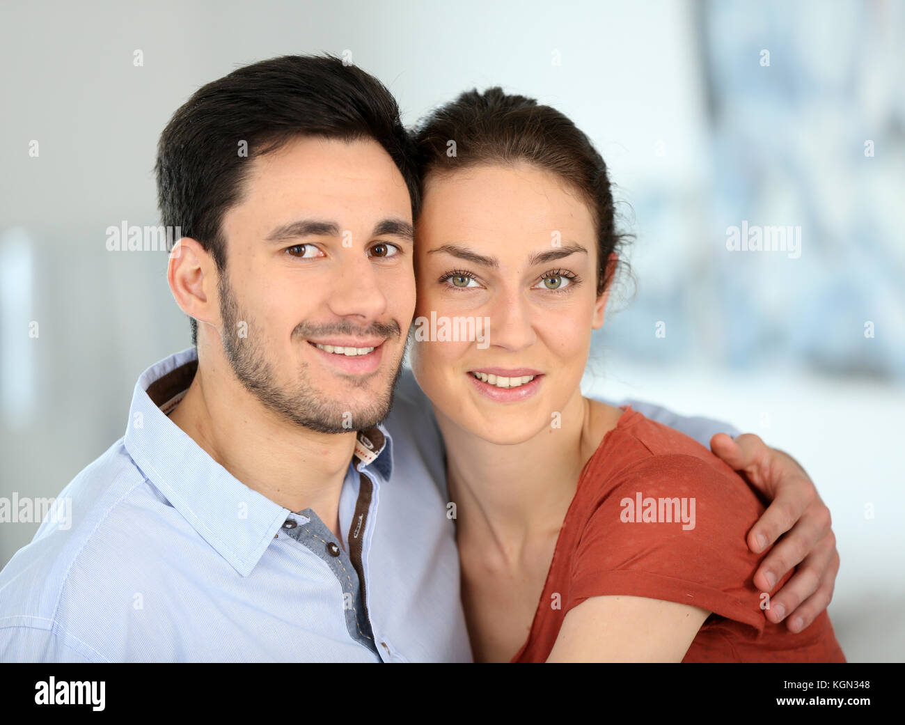Portrait of loving couple at home Stock Photo