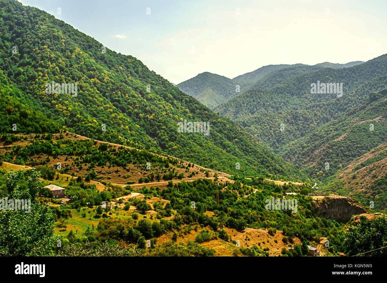 Haghpat village among the mountains, covered with forests in the Lori ...