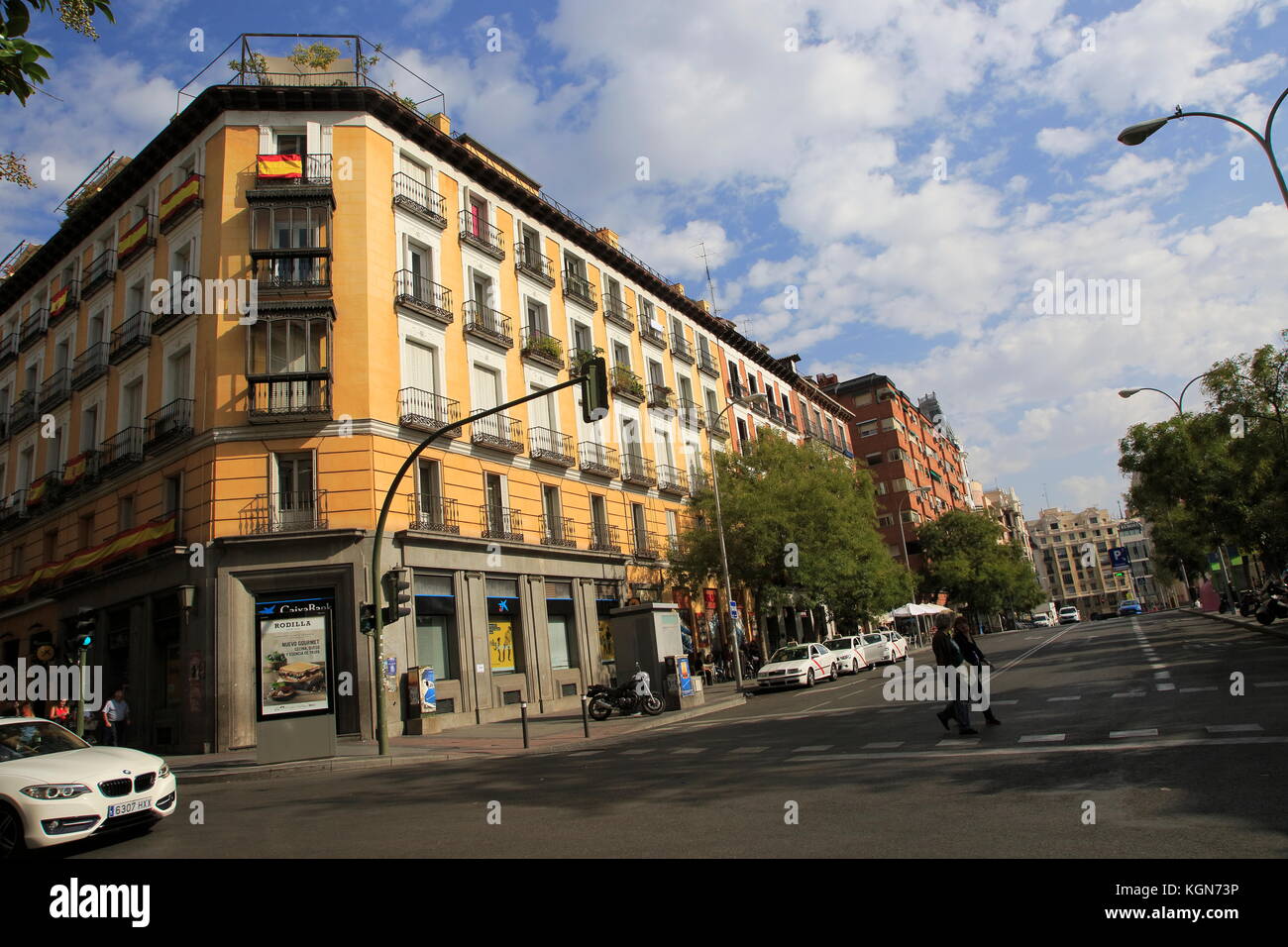 Historic apartment housing in Malasana,  Madrid city centre, Spain Stock Photo