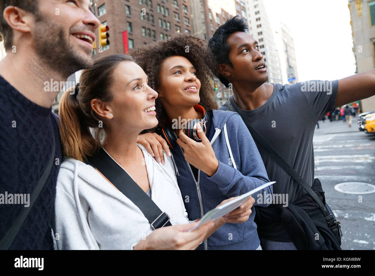 Group of friends visiting New york city Stock Photo Alamy