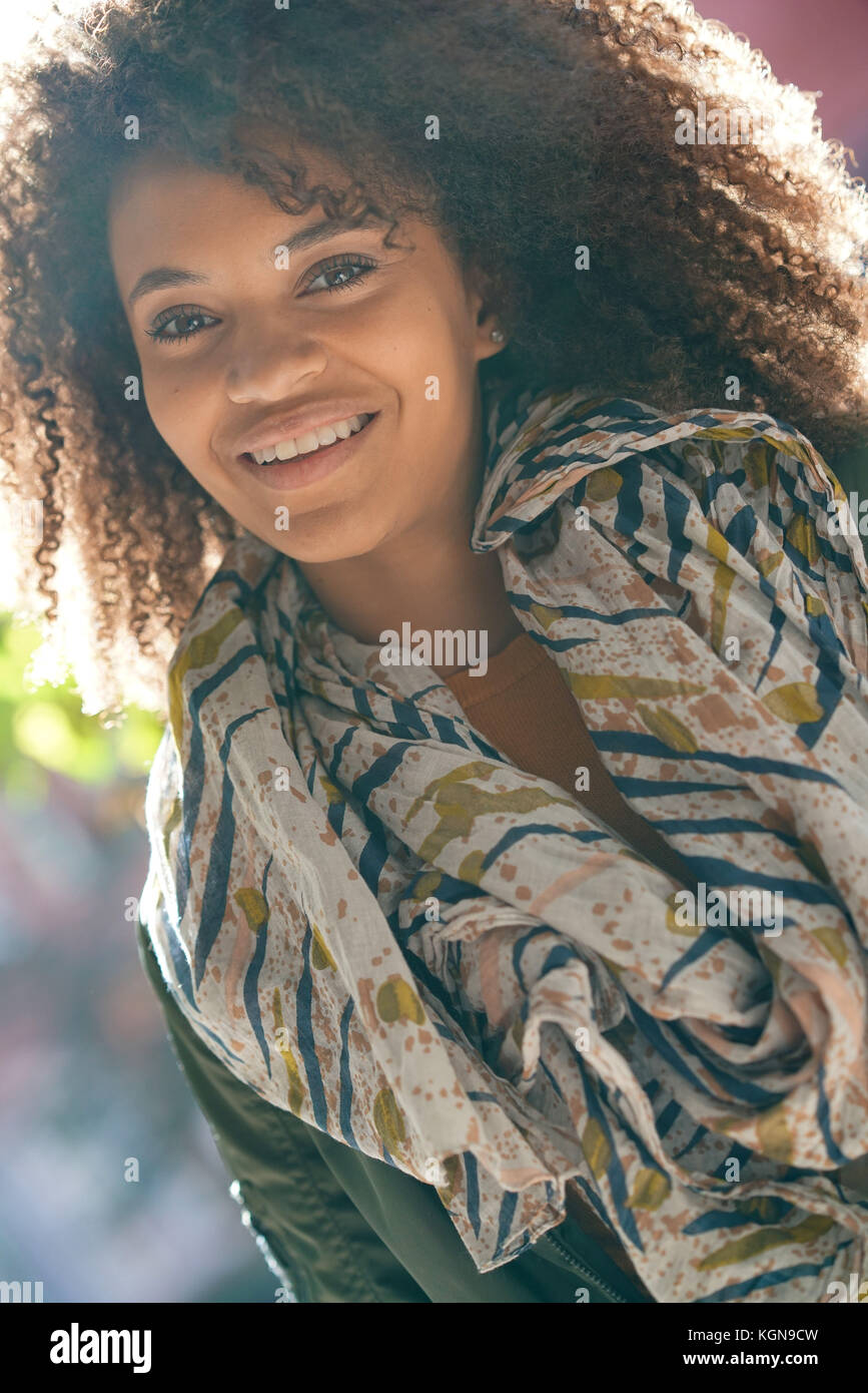 Portrait of beautiful mixed-race girl Stock Photo