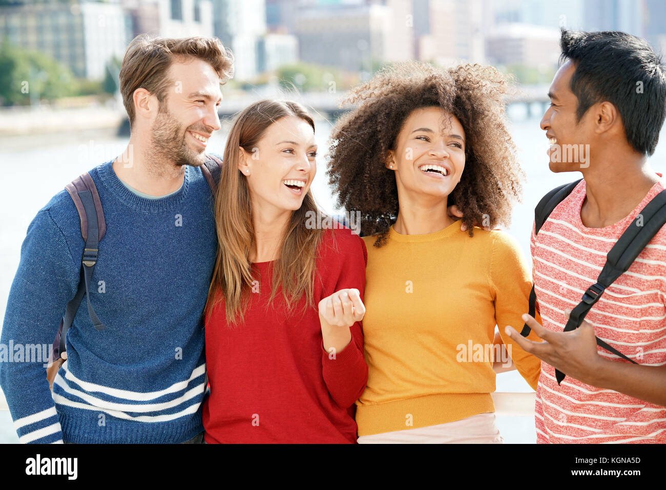 Group of students in New York City Stock Photo Alamy