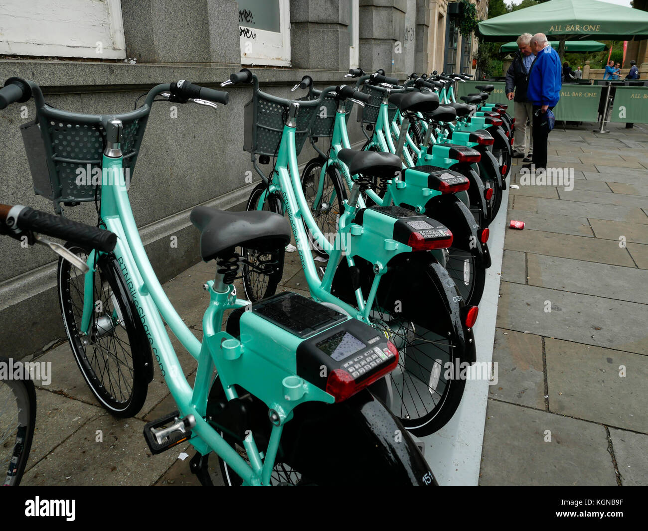 Rows of electric bikes for hire Brighton England Stock Photo Alamy