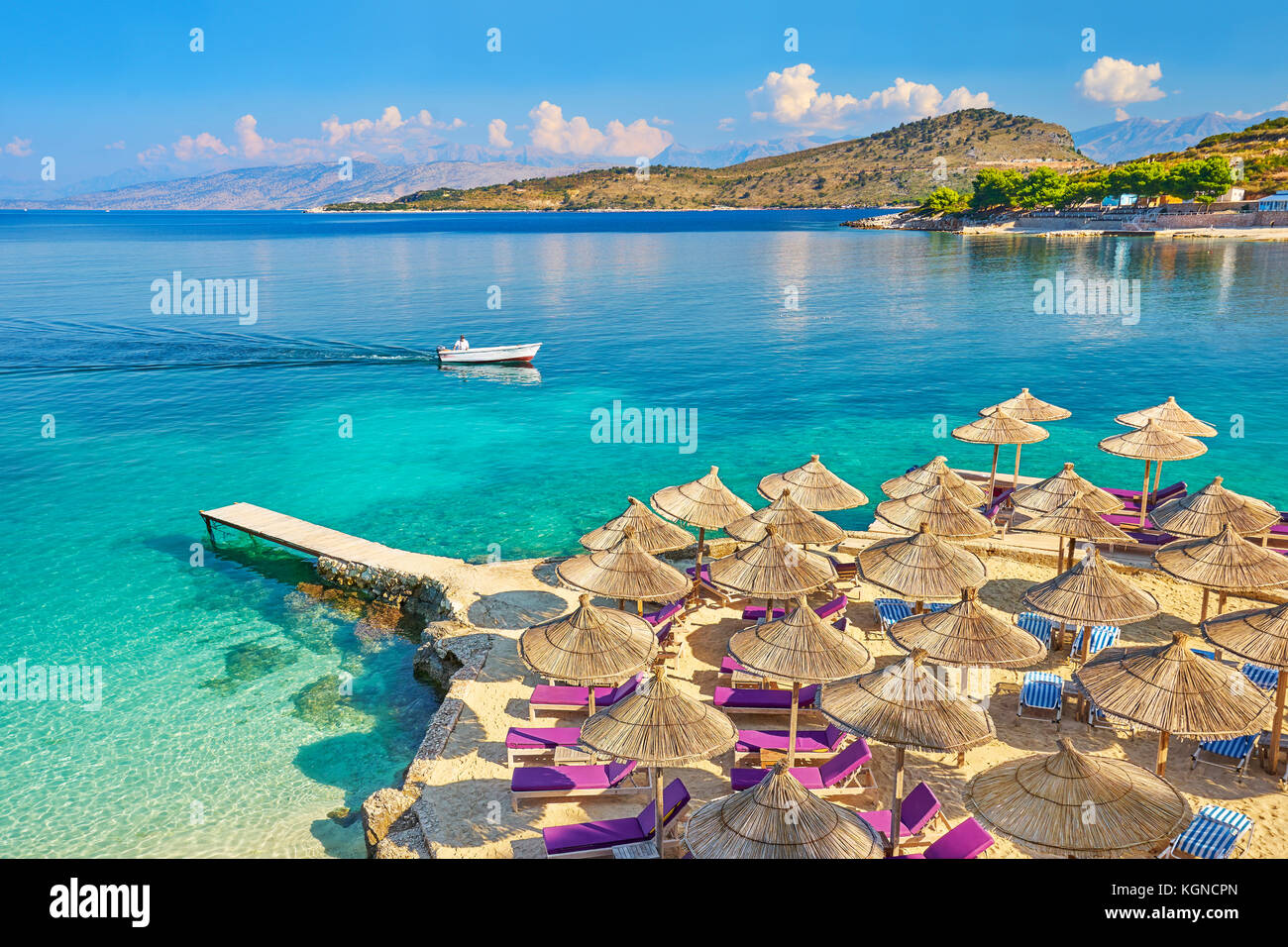 Albania, Ksamil Beach, Albanian Riviera Stock Photo