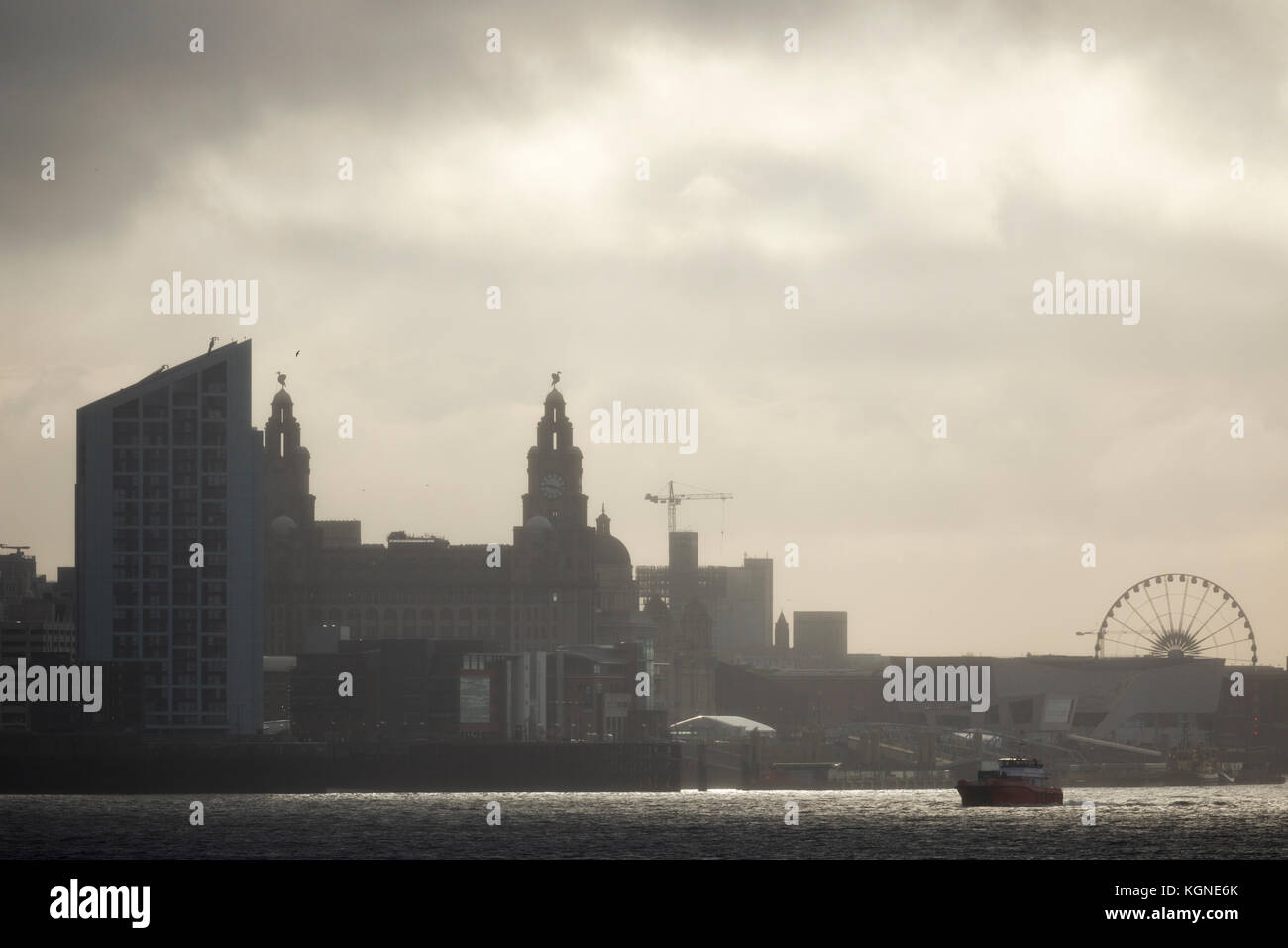 New Brighton Wirral, UK Weather. Windy, showery weather passing over