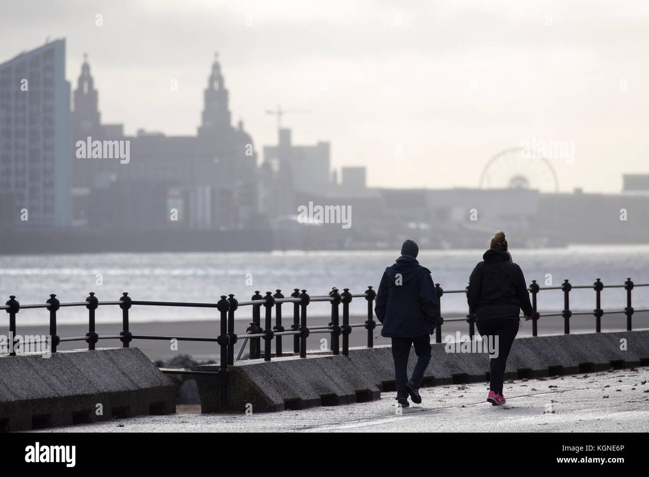 New Brighton Wirral, UK Weather. Windy, showery weather passing over